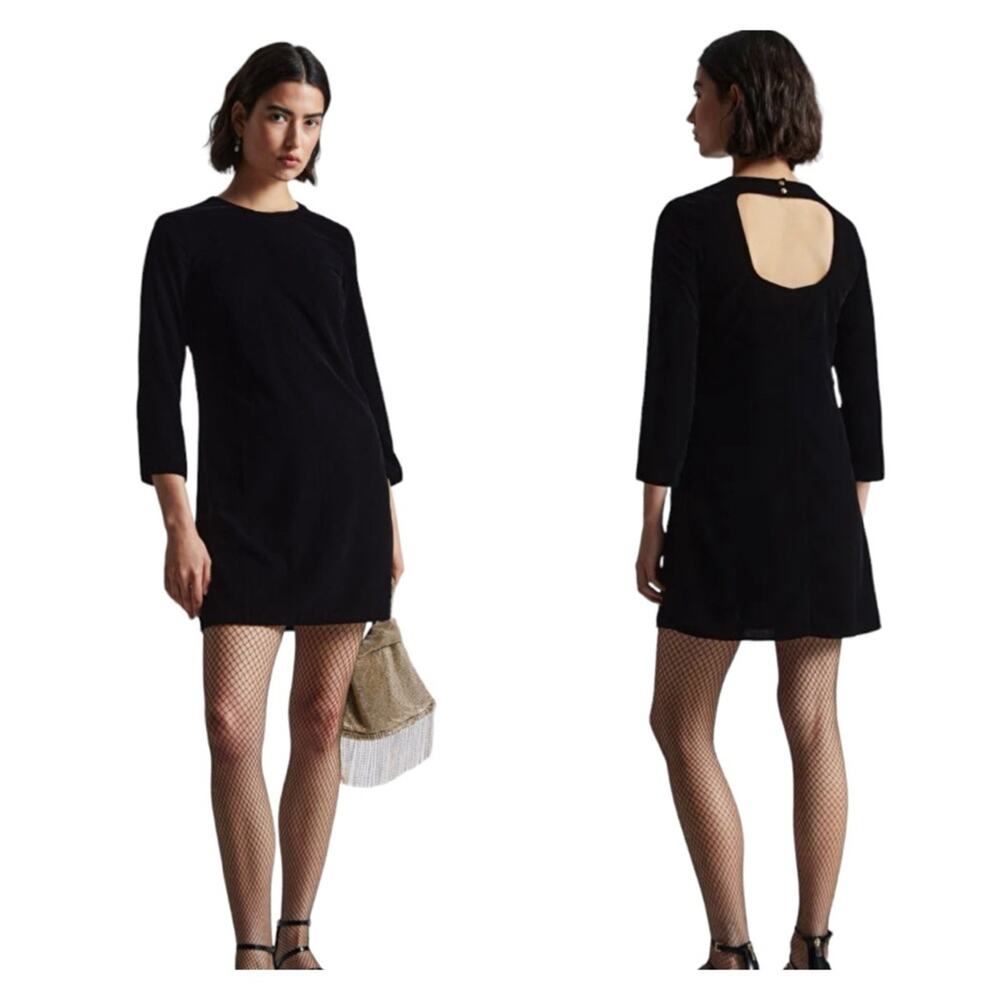 & Other Stories Open Back Party Dress in Black Velvet Size 4
